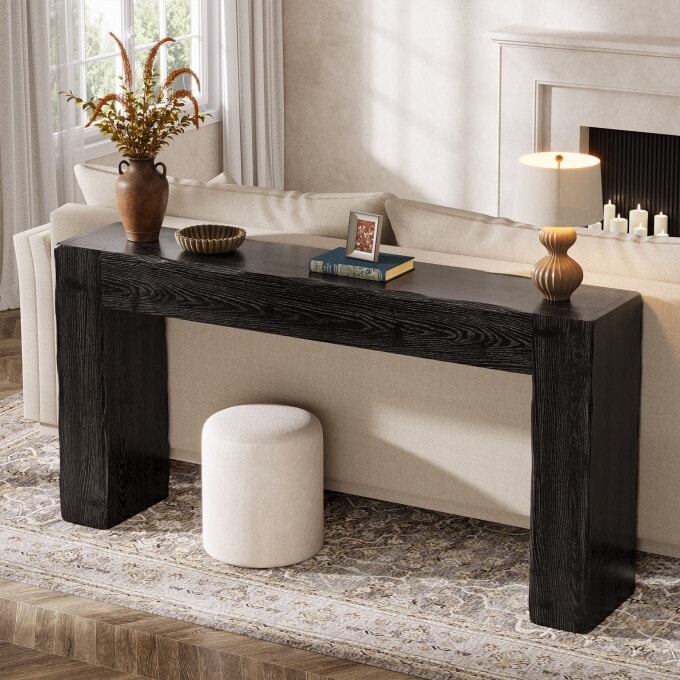 ロングコンソールテーブル 63-inch Solid Wood Console Table, Farmhouse Long Entryway Table