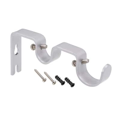 Curtain Rod Bracket Double Mount for 18mm 27mm Drapery Rod, 122 x 53 x 16mm - Silver - 122x53x16mm