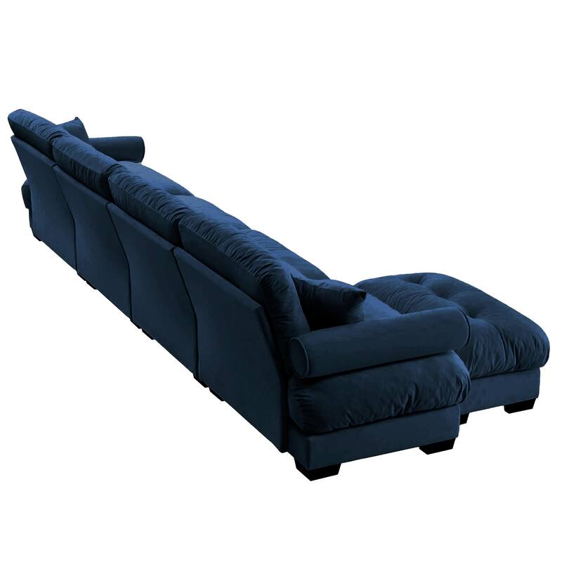 L Shaped Modular Sofa Convertible Deep Seat Sectional Couch w/Ottoman