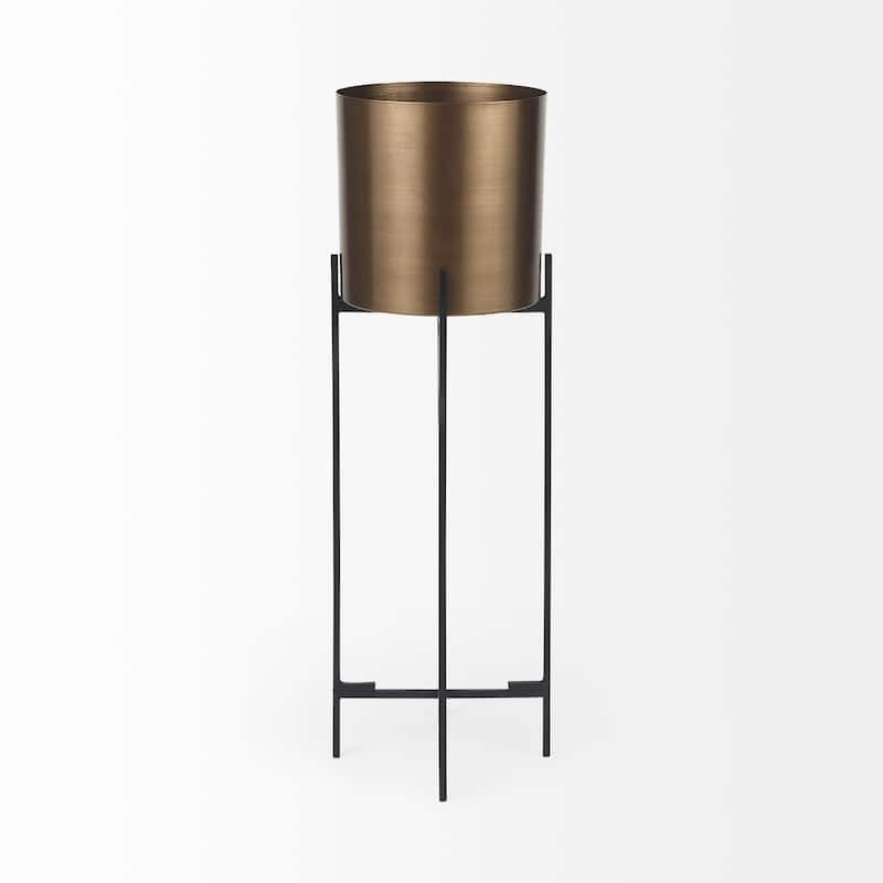Sowerberry (Large) Bronze Metal w/Black Iron Legs Plant Stand