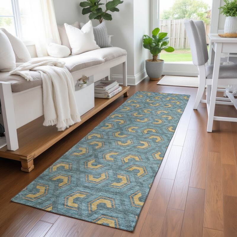 Machine Washable Indoor/ Outdoor Modern Zoa Chantille Rug