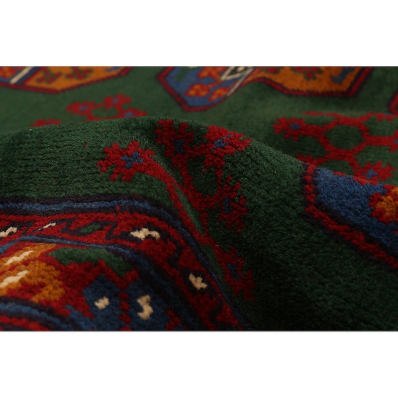 ECARPETGALLERY Hand-knotted Uzbek Kargahi Green Wool Rug - 6'6 x 9'10