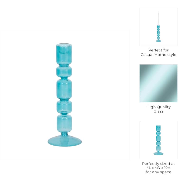 Modern Candle Holder with Stacked Sculptural Glass Base