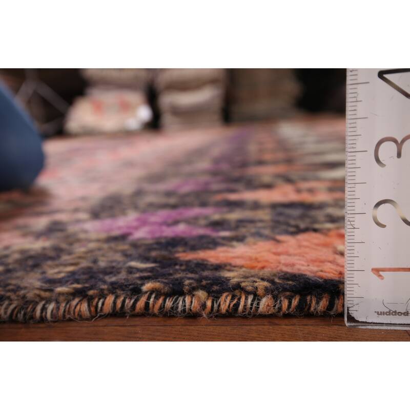 Moroccan Oriental Area Rug Handmade Geometric Pink Wool Carpet - 7'6" x 10'6"
