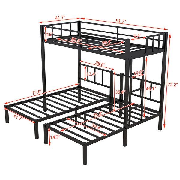 Twin XL over Twin and Twin Metal Triple Bunk Bed