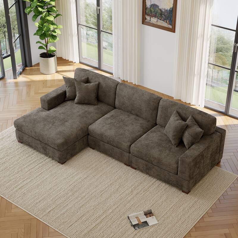 Oversized Modern Chenille Modular Sectional Sofa with Chaise