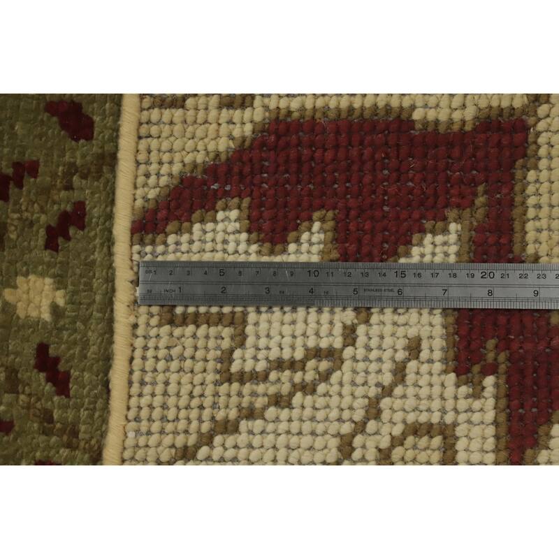 Green Wool Floral Indian Area Rug 7x10 - 9' 11'' X 6' 6''