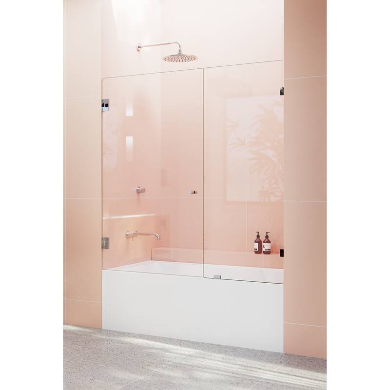 Glass Warehouse 58.25" x 55.25" Frameless Shower Bath Door - Wall Hinge