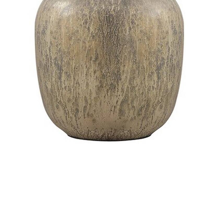 Mercury Glass Table Lamp with Drum Shade, Gold and Beige