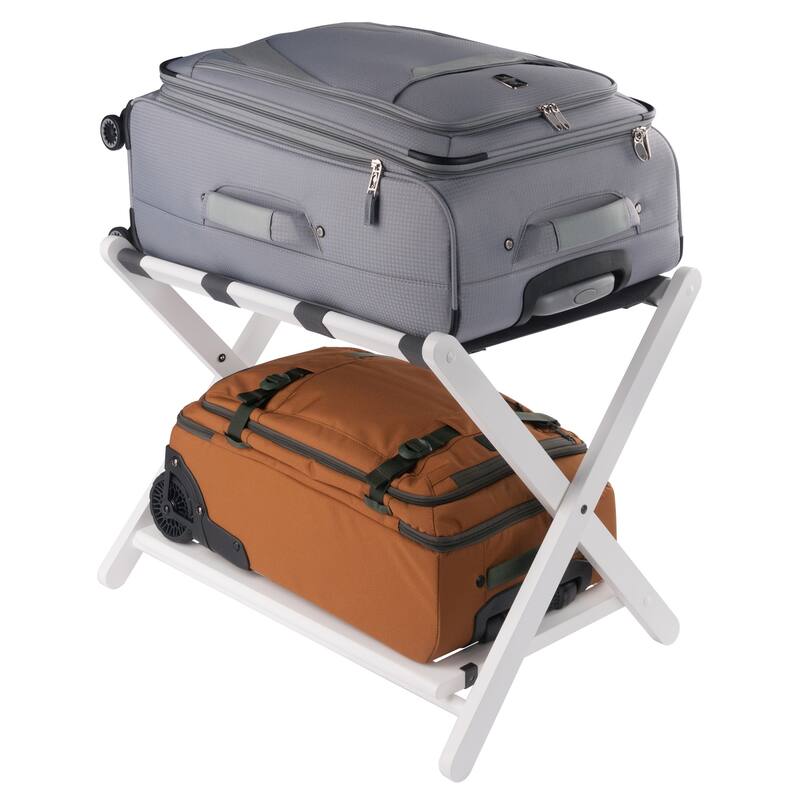 Reese Luggage Rack with Shelf White Finish
