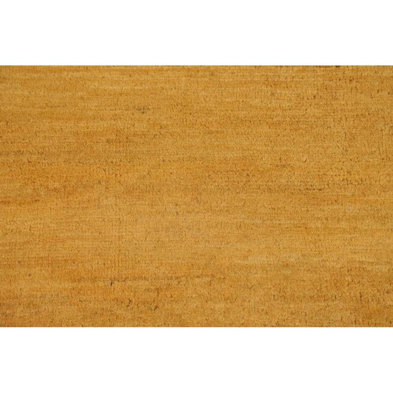 Yellow Gold Modern Gabbeh Oriental Foyer Rug Handmade Wool Carpet - 3'4"x 4'10"