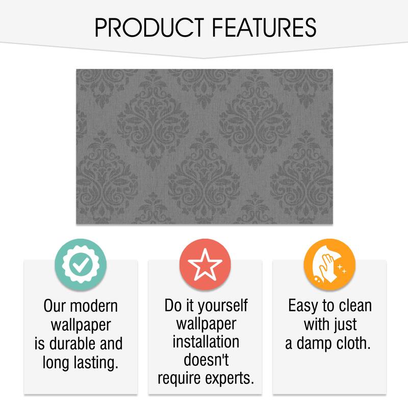 SUSSEXHOME Removable Wallpaper-Waterproof, Strippable, Light Resistance & Cleanable Wall Paper Roll-Wallpaper-Ottoman