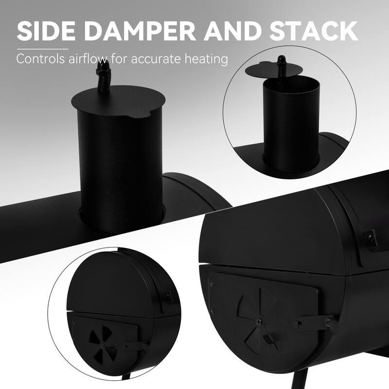 Royal Gourmet CC1624W Barrel Charcoal Grill with Offset Smoker