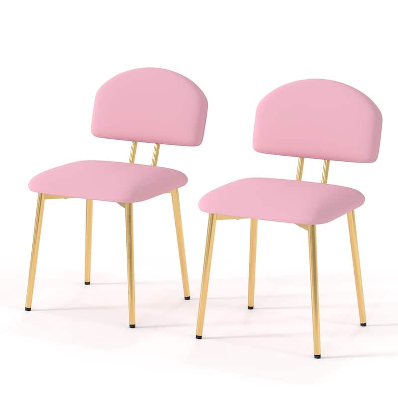 Javlergo Modern PU Leather Dining Chairs Set of 2 or 4 Upholstered Side Chairs Oval Back Compact Kitchen Chairs for Dining Room - Set of 2 - Pink