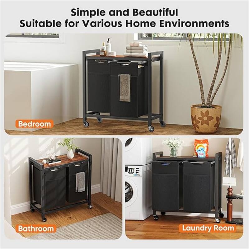 Laundry Hamper with Pull-Out Removable Sorter Bags