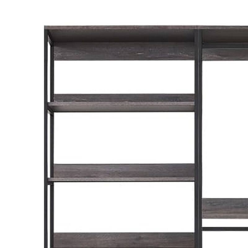 Gin Modular Closet System, 9 Shelves, 4 Hanging Rods, Black Metal