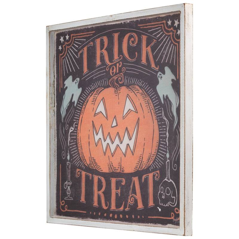 Trick or Treat Jack-O-Lantern Halloween Wall Sign - 18.75"