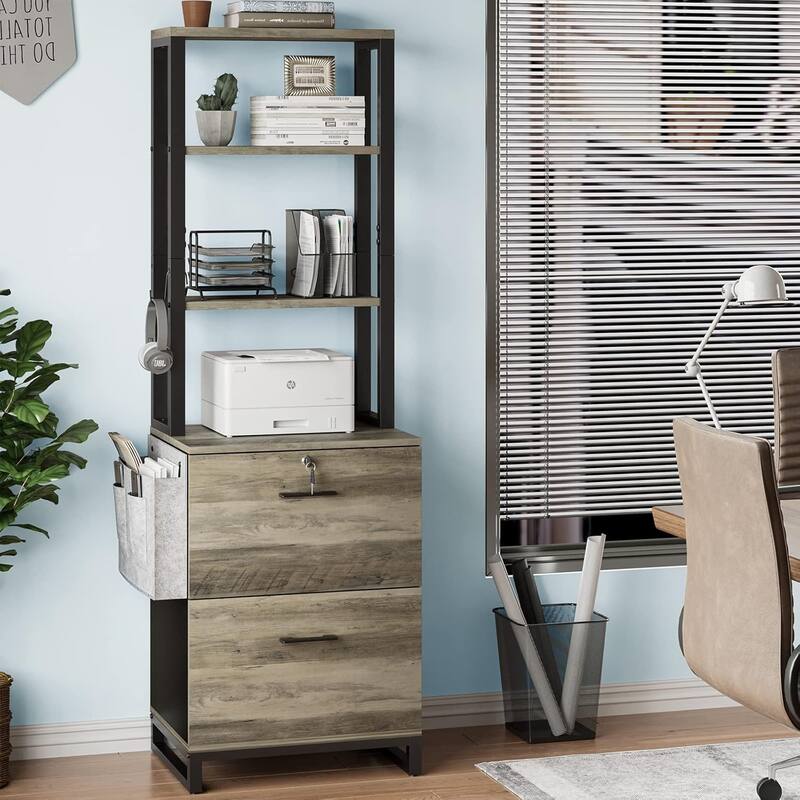 File Cabinet 2 Drawer Lock Filing Cabinet Printer Stand Bookshelves