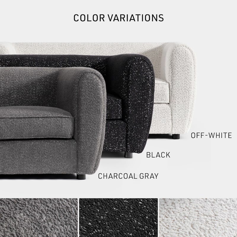 Furniture of America Vanessa Modern Curved Arms Boucle Loveseat Couch, Small Sofa with Seat Cushion and Wooden Legs