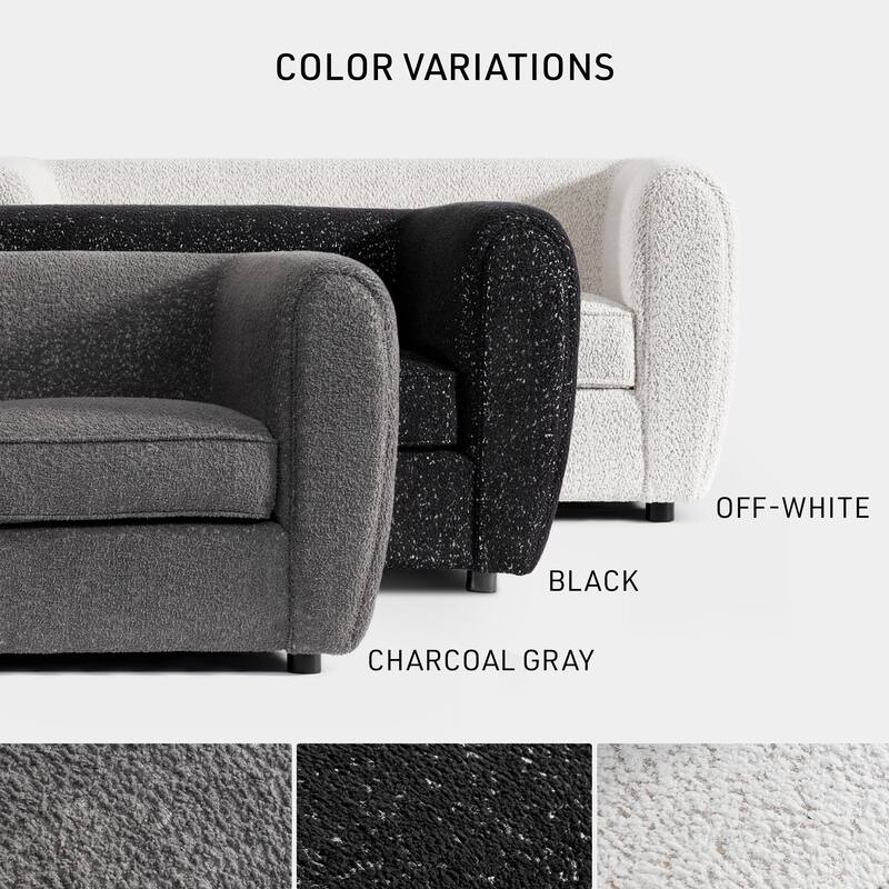 Furniture of America Vanessa Modern Curved Arms Boucle Sofa Set with Seat Cushion and Wooden Legs, 2-Piece or 3-Piece Options