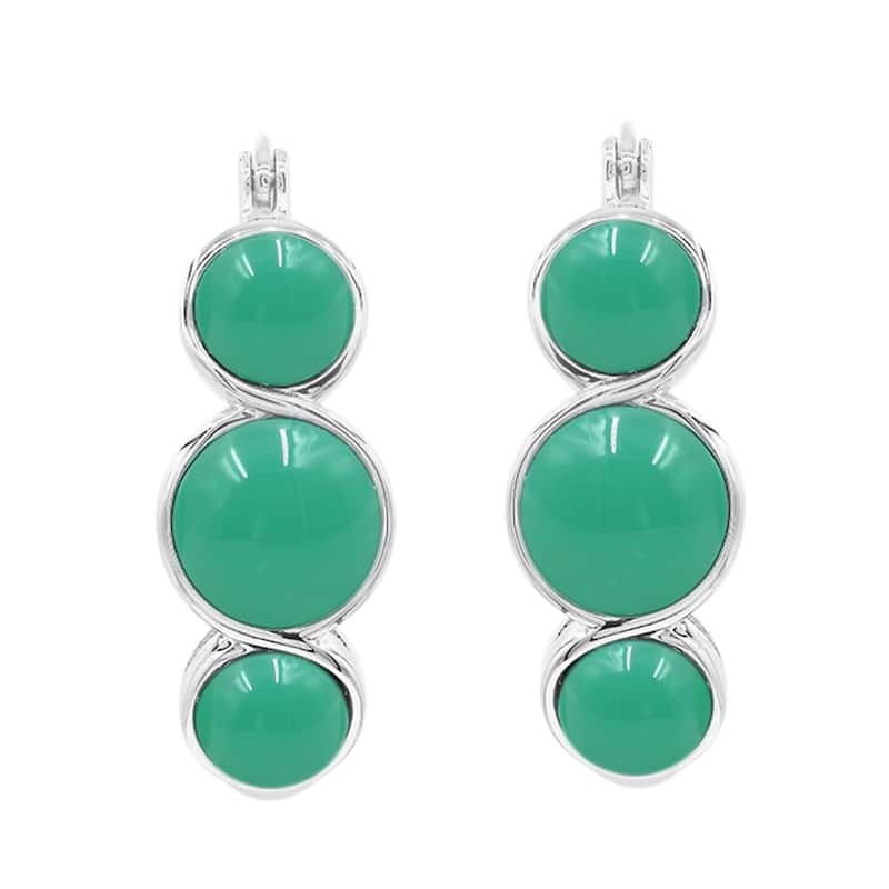 925 Sterling Silver Chrysoprase Hoop Earrings
