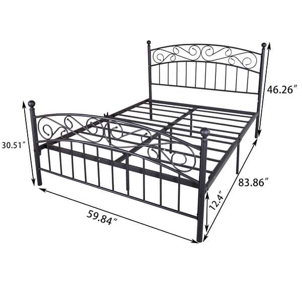 Metal Bed Frame Platform Mattress Foundation with Headboard and ...