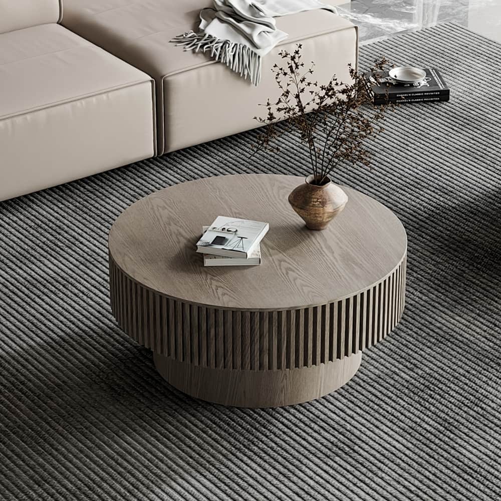 Storage Modern Coffee Table 31.5'' Round Tea Coffee Table