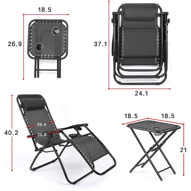 Homall Zero Gravity Chairs Outdoor Folding Recliners Adjustable Lawn Patio Lounge Chair with Side Table and Cup Holders