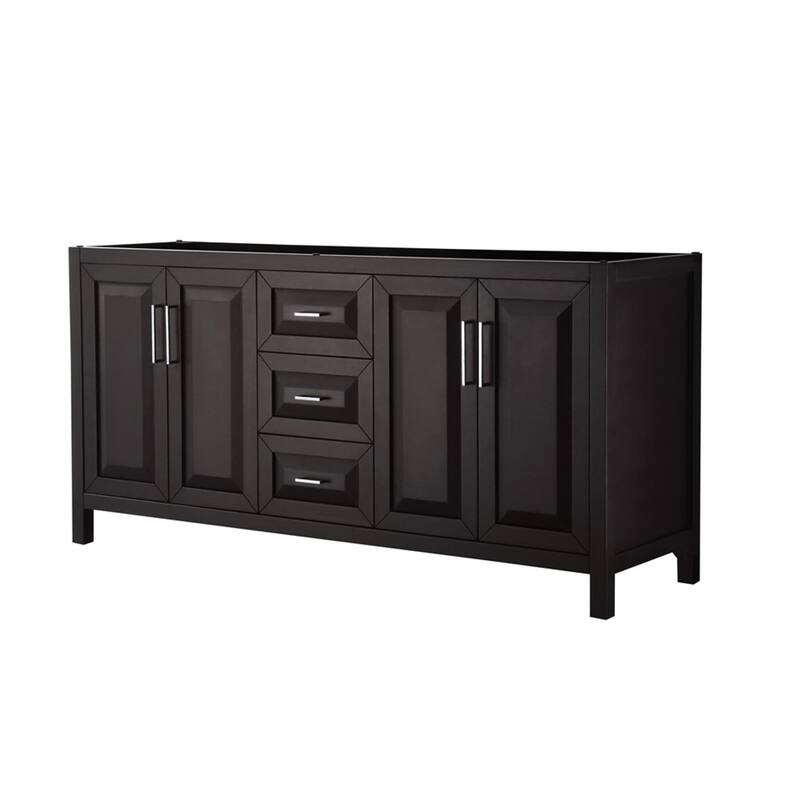 Wyndham Collection Daria 71" Double Free Standing Vanity Cabinet Only - Dark Espresso / Polished Chrome Hardware