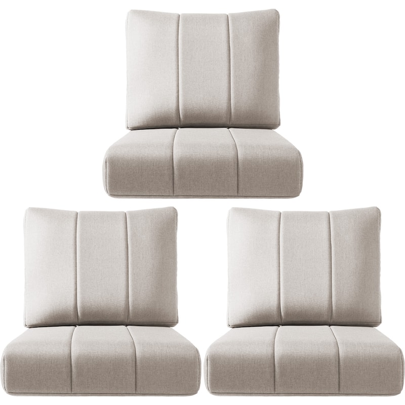 Ivora 24" W x 24" D x 6" T Water & Fade Resistant Outdoor Lounge Chair Replacement Cushion Set - 3 Sets - Beige