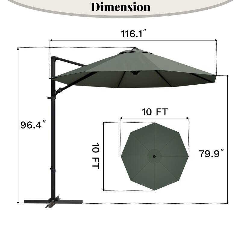 Patiowell 10FT Patio Umbrella with Push Button Tilt and Crank, Outdoor Umbrella, Multiple Colors