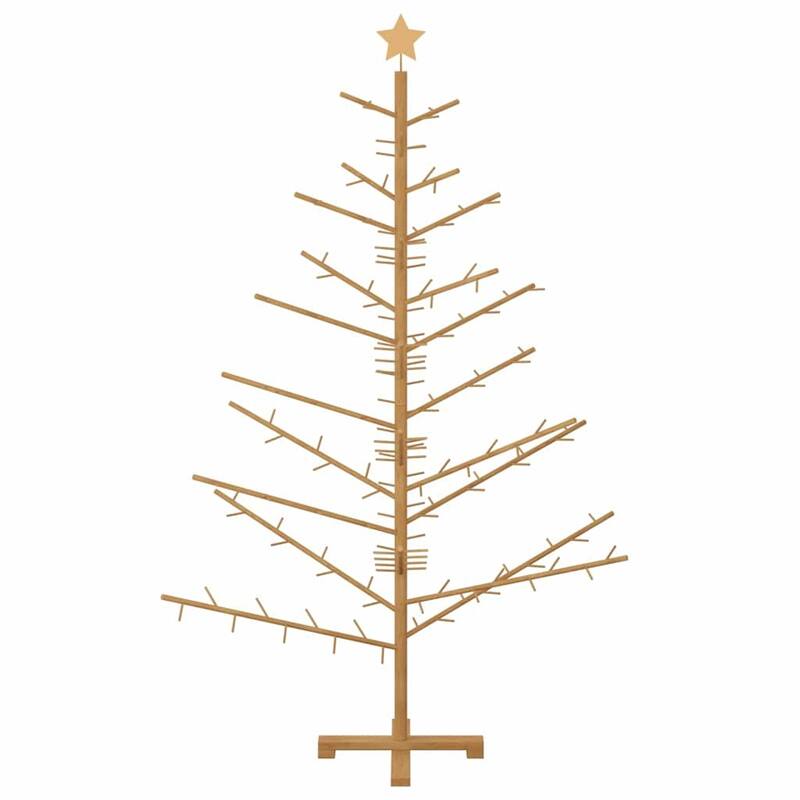 vidaXL Wooden Christmas Tree with Stand Natural/Brown Solid pine wood