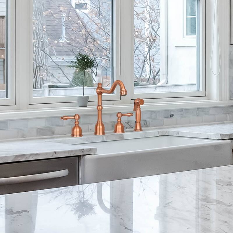 Two-Handles Widespread Kitchen Faucet with Side Sprayer