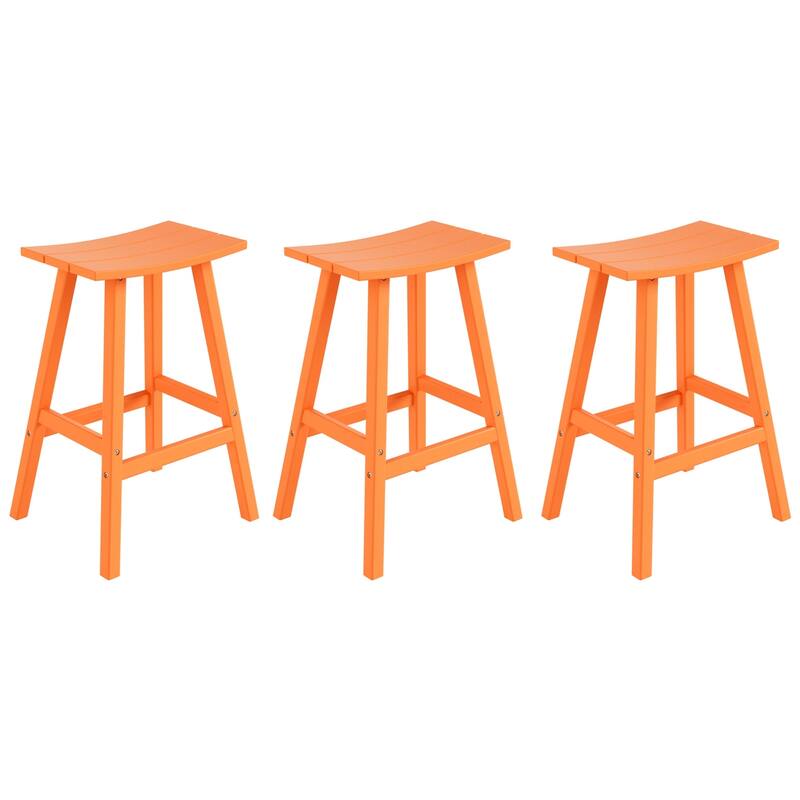 Laguna Hdpe All Weather Outdoor Patio 29" Saddle Seat Bar Stool (Set Of 3)
