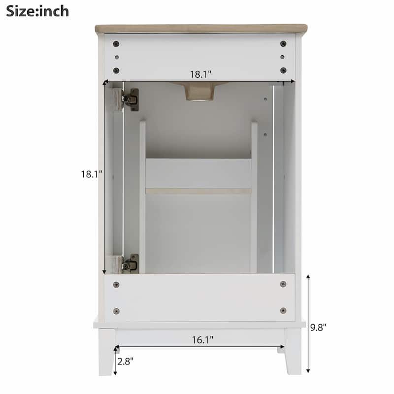 Modern 20-Inch Small Bathroom Vanity Cabinet with Ceramic Basin