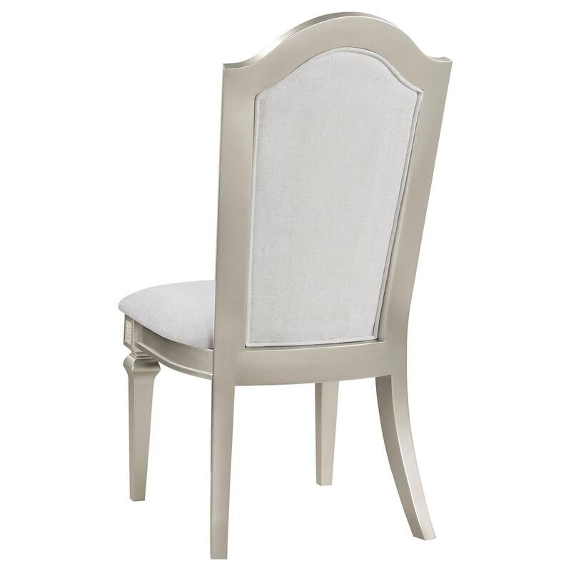 Silver/Ivory Fabric Upholstered Wood Frame Dining Chair, Set of 2, Sturdy Dining Chair for Dining Rooms - 24.6