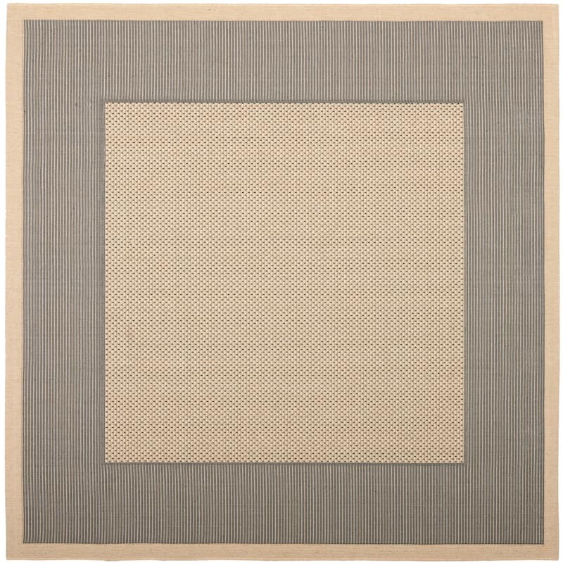SAFAVIEH Courtyard Sherrie Border Indoor/ Outdoor Waterproof Patio Backyard Rug - 5'3" x 5'3" Square - Grey/Cream