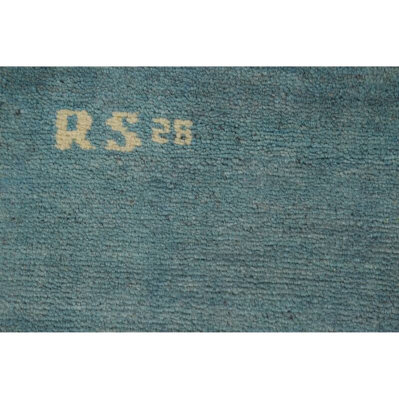 Light Blue Gabbeh Modern Foyer Rug Handmade Wool Carpet - 2'7"x 3'11"