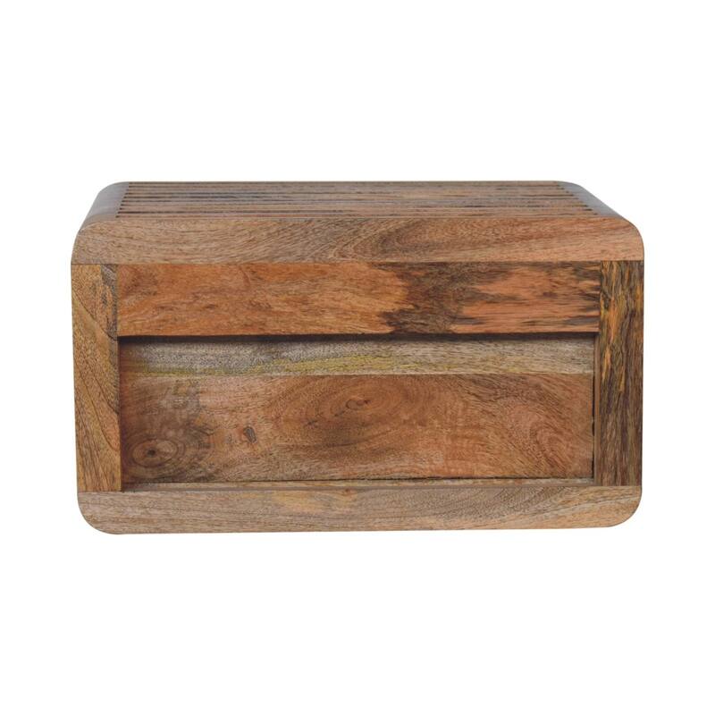 HomeRoots 18" Brown Solid Wood Carved Geometric Floating Nightstand