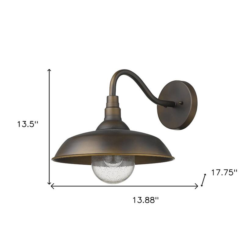 1-Light Outdoor Flush Mount Wall Light with Clear Seedy Glass Shade and Steel Fixture Garden Lighting