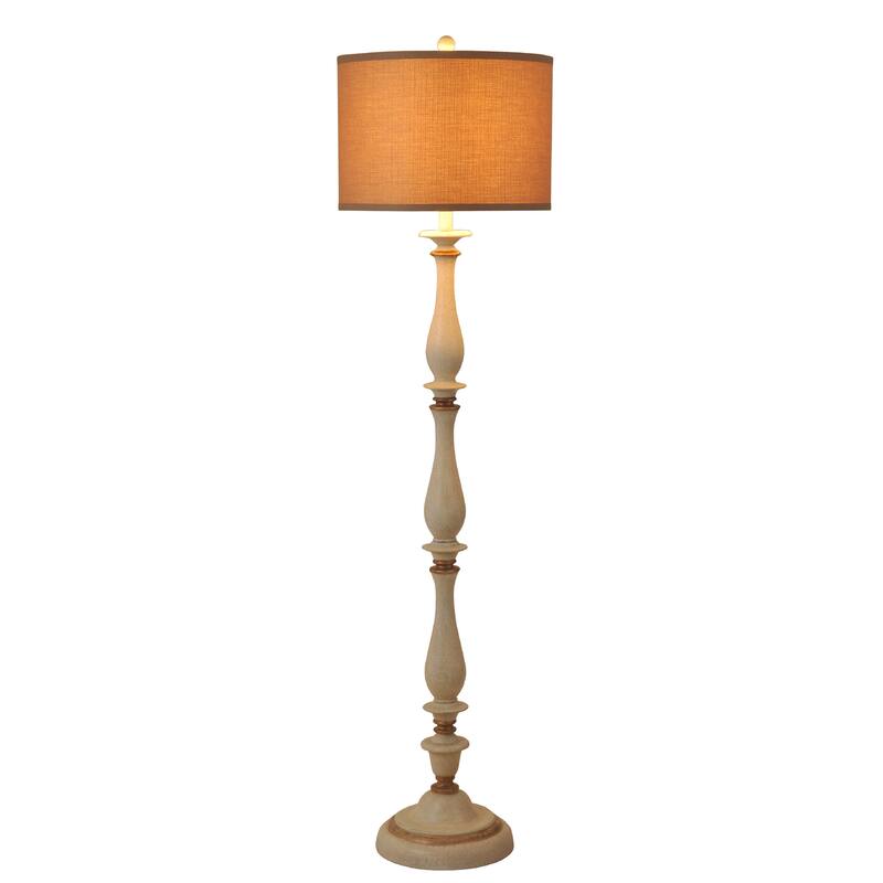 StyleCraft Charlton Crackled White and Gold Table Lamp - Taupe Hardback Silk Shade