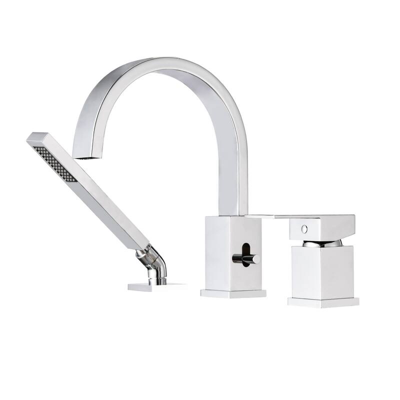 Modern Waterfall Bathroom Tub Faucet with Sprayer, 360 Degree Swivel Spout, Control Water Temperature and Flow