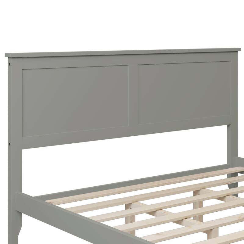 Queen Size Gray LowProfile Platform Bed Frame No Box Spring Needed