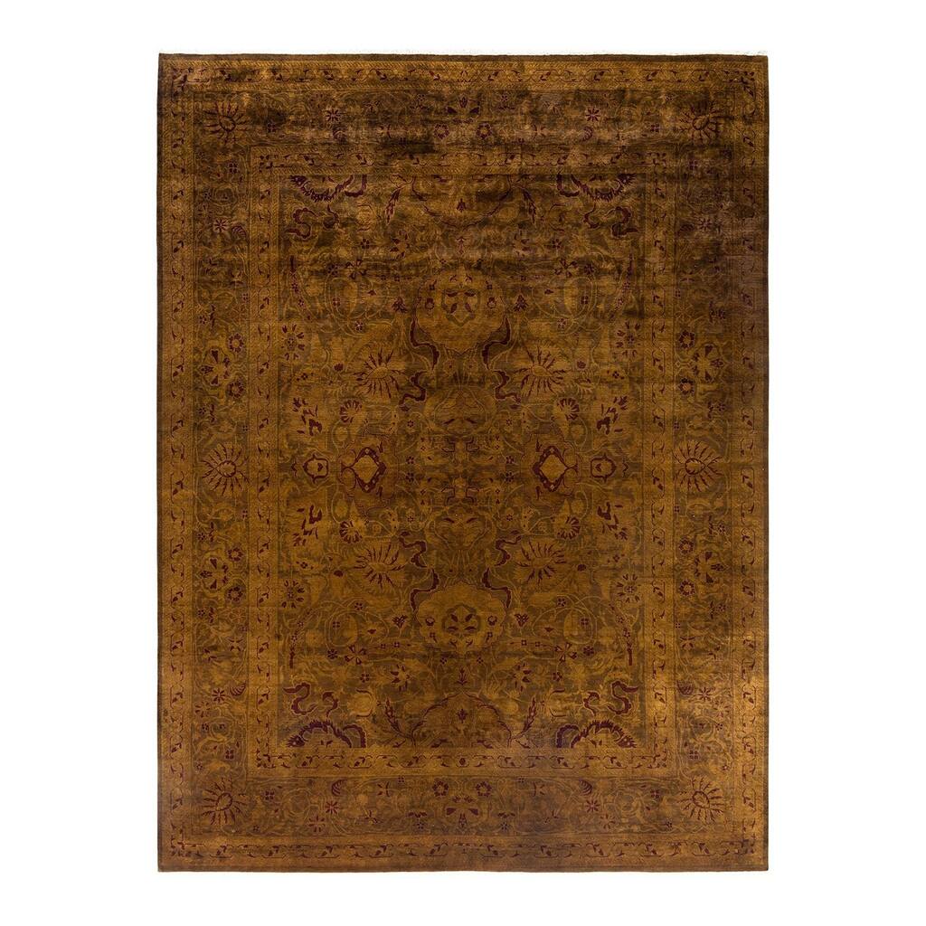 Overdyed, One-of-a-Kind Hand-Knotted Area Rug - Brown - 9' 0" x 11' 10"