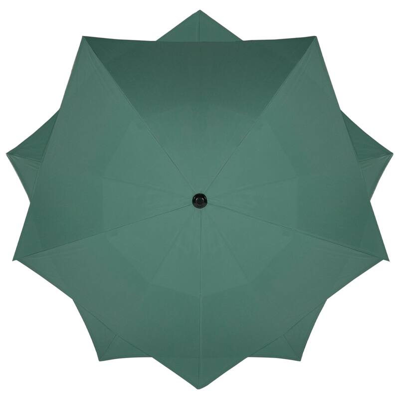 8.5ft Outdoor Patio Lotus Umbrella with Hand Crank, Green