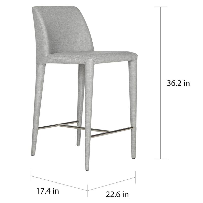 SAFAVIEH Mid-Century 26-inch Garretson Grey Linen Counter Stool (Set of 2) - 22.6" x 17.4" x 36.2"