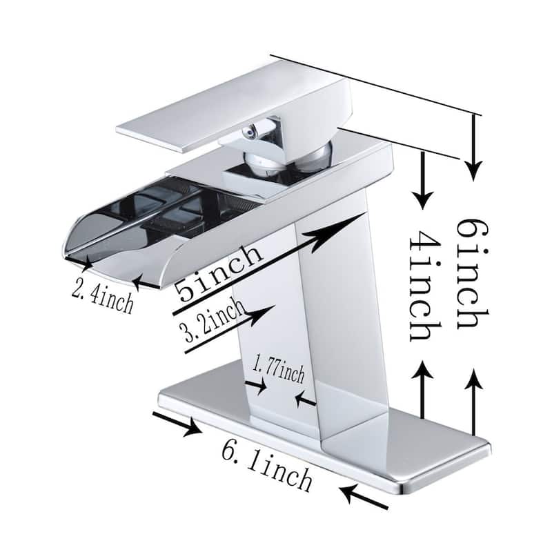 Waterfall Single Hole Chrome Bathroom Faucet with Drain Assembly