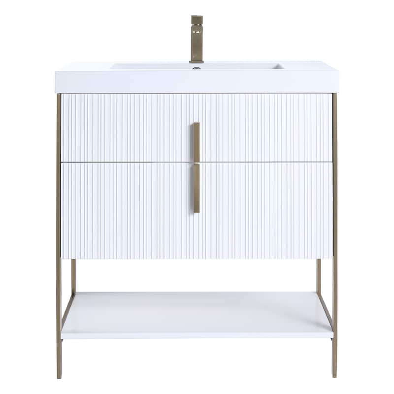 Fine Fixtures Serenity Modern Bathroom Vanity with White Gel Acrylic Top