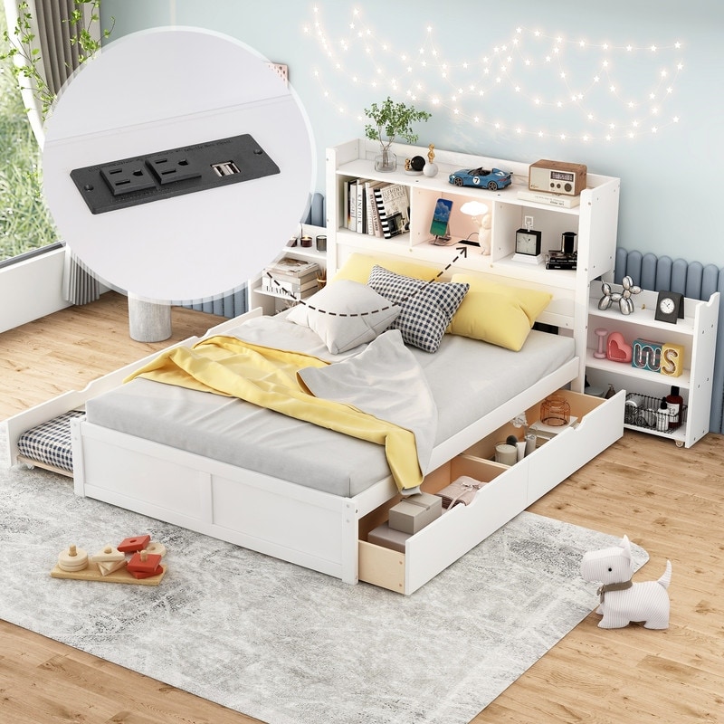 Full bed frame best sale with twin trundle