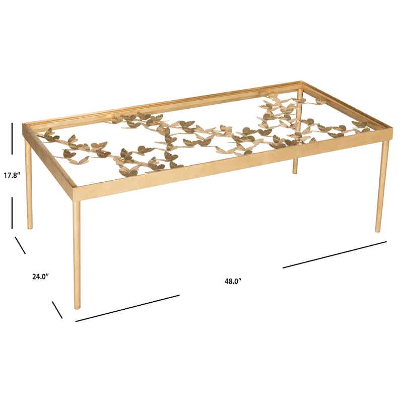SAFAVIEH Sonja Antique Gold Leaf Coffee Table - 48" x 24" x 17.8" - 48Wx24Dx18H